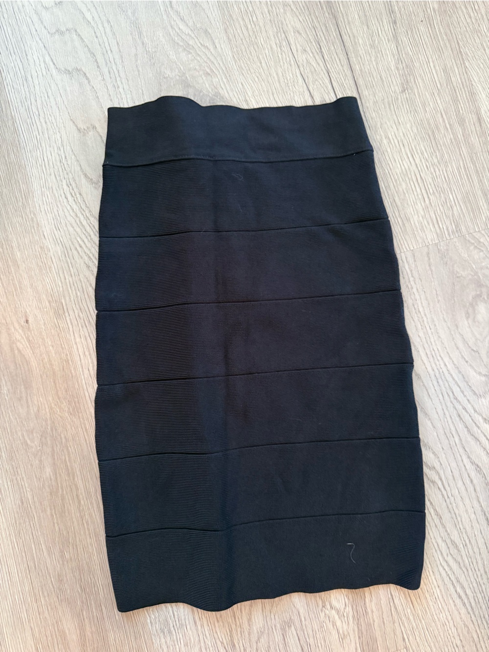 Black Ribbed Knit Pencil Skirt